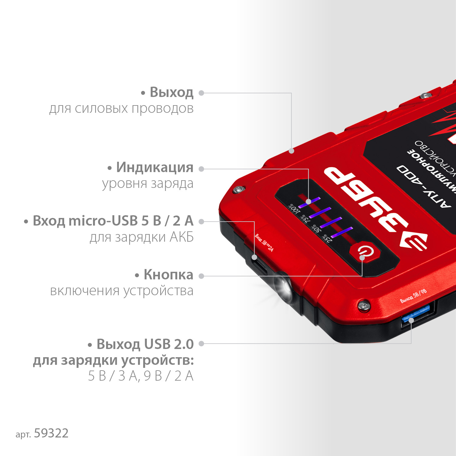 Аккумуляторное пусковое устройство  АПУ-400 59322