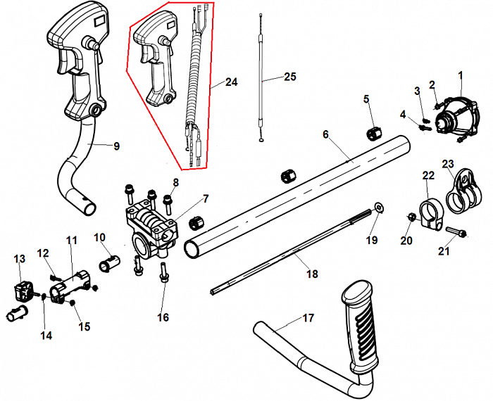 4 ВАЛ - ШТАНГА -ТОРОС ГАЗА  ТРИММЕР CHAMPION Т345