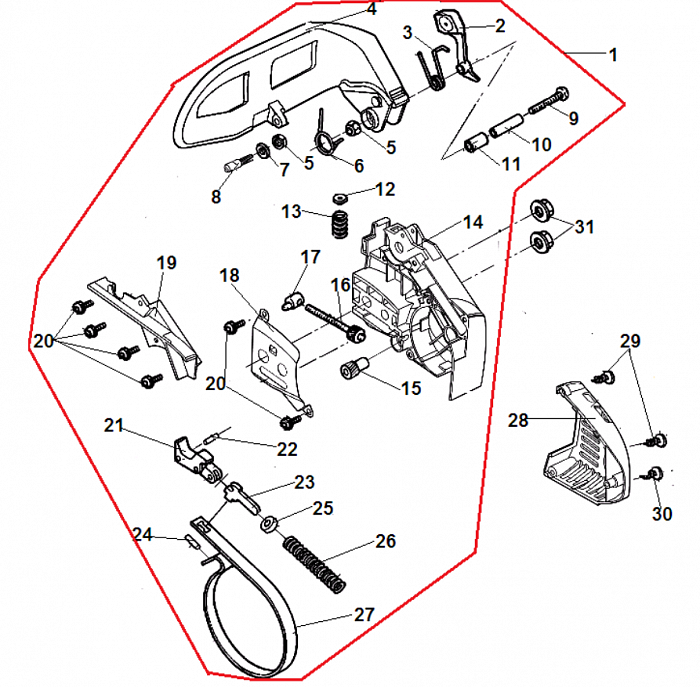 6 ТОРМОЗ ЦЕПИ БЕНЗОПИЛА CHAMPION 125T-10