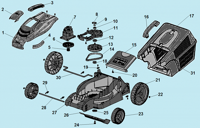 2 РУЧКА - ВЫКЛЮЧАТЕЛЬ ГАЗОНОКОСИЛКА ЭЛЕКТРИЧЕСКАЯ CHAMPION EM3110