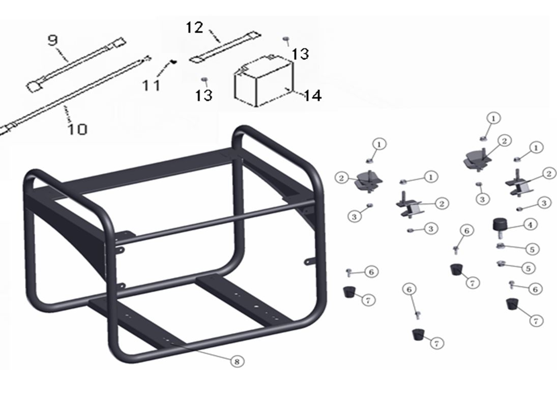ЗАПЧАСТИ ДЛЯ ГЕНЕРАТОРА БЕНЗИНОВОГО ELITECH СГБ 8000Р (РАМА)