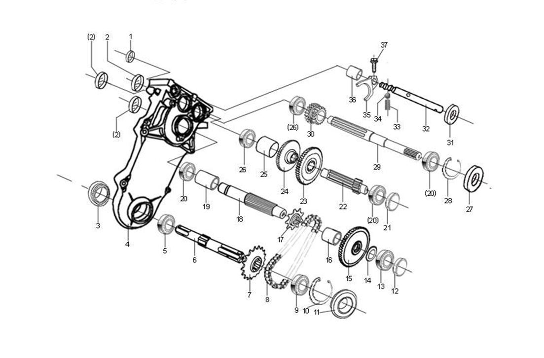 ЗАПЧАСТИ ДЛЯ КУЛЬТИВАТОРА БЕНЗИНОВОГО ELITECH КБ 65Х (РЕДУКТОР ЧАСТЬ 1)