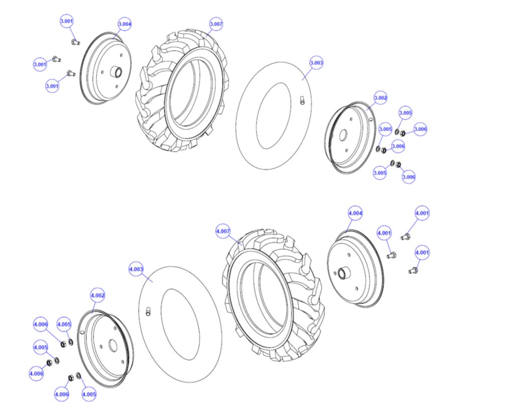 ЗАПЧАСТИ ДЛЯ МОТОБЛОКА БЕНЗИНОВОГО ELITECH КБ 360М (КОЛЕСА)