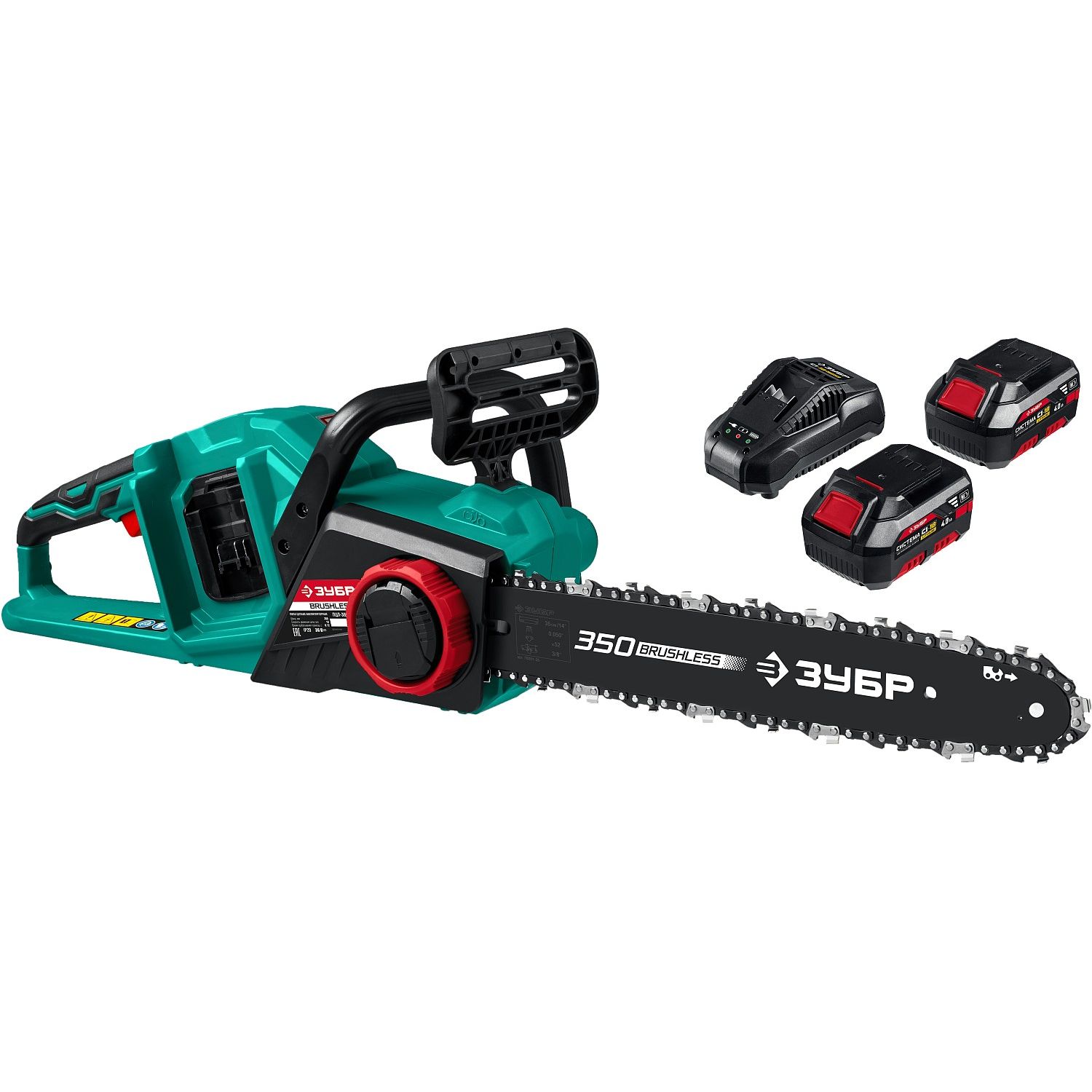 Бесщеточная пила цепная, 2 АКБ (4 Ач) ПЦЛ-3635-42