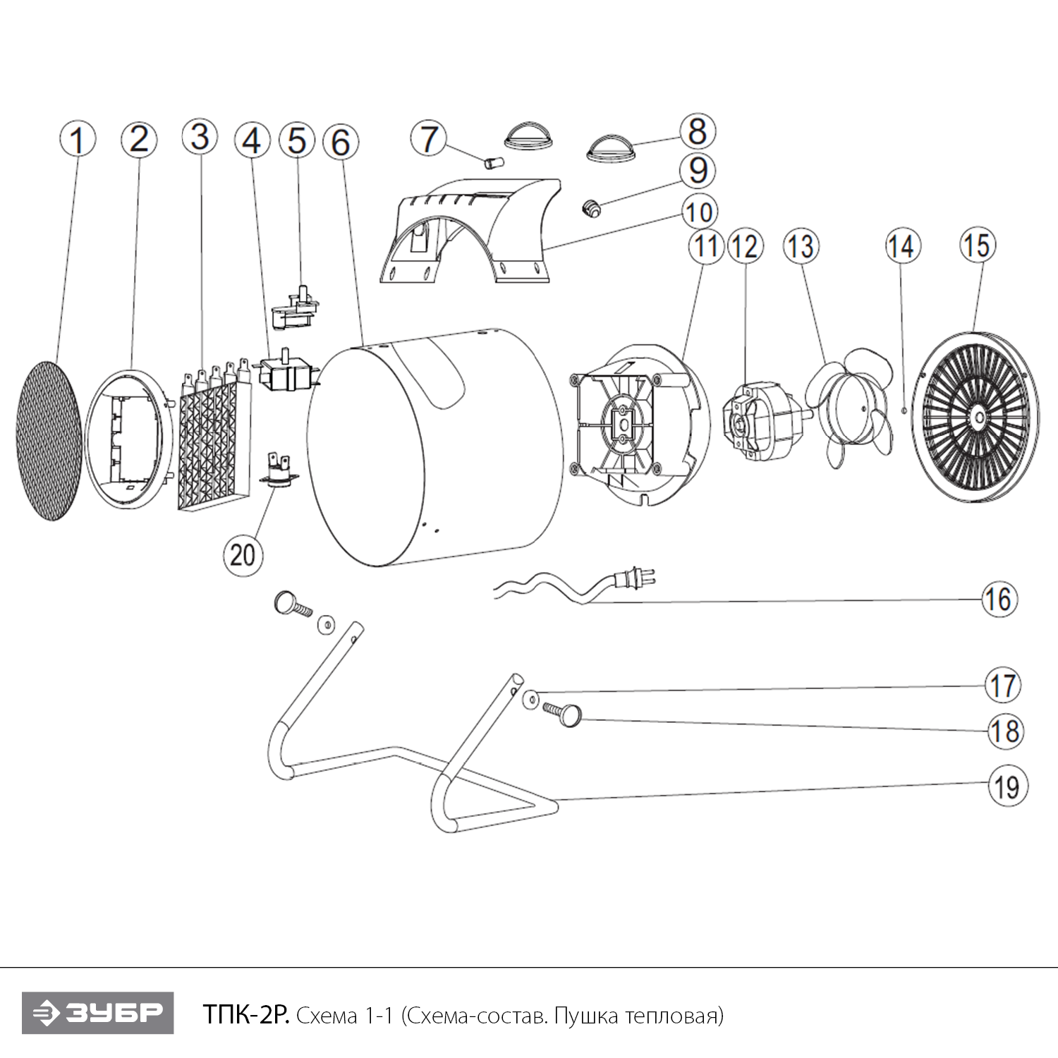 Пушка тепловая, с регулировкой угла, ТПК-Р ТПК-2Р